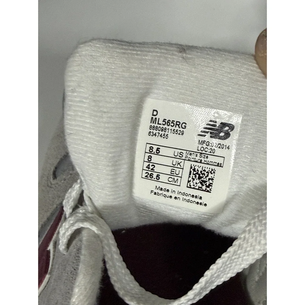 Mens New Balance 996 ML565RG Sneakers Running Grey/Burgundy Size‎ 8.5 New